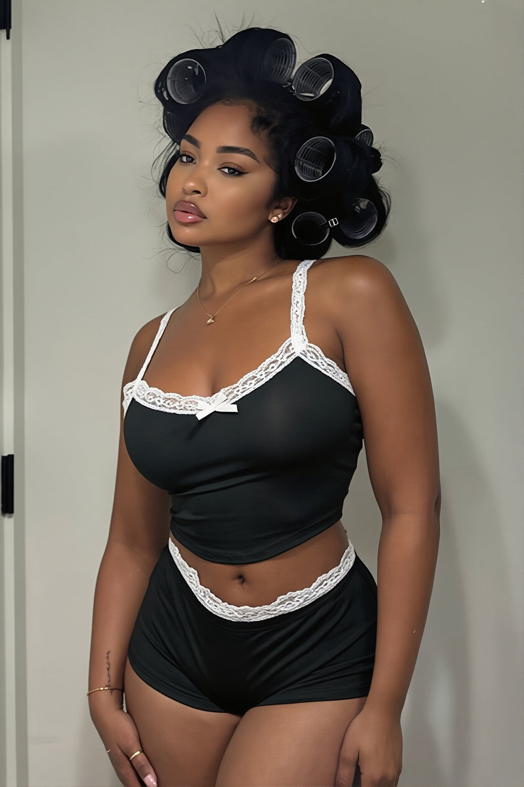 Sexy Lace Cami Low Waist Shorts Skirt Sets image 3