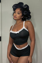 Sexy Lace Cami Low Waist Shorts Skirt Sets image 3