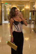 Chic Polka Dot Lace Trim Everyday Cami Top image 2