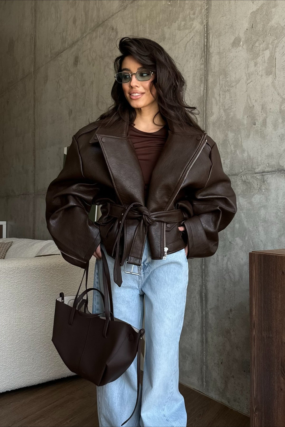 Vintage Cropped Leather Jacket image 3