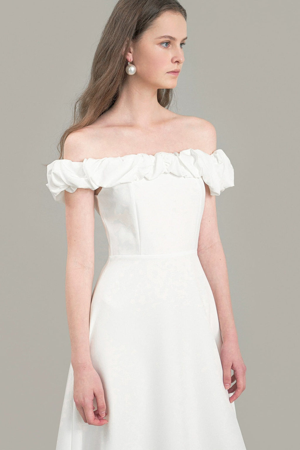 Satin Ruched Off-the-shoulder Cocktail Dress image 3