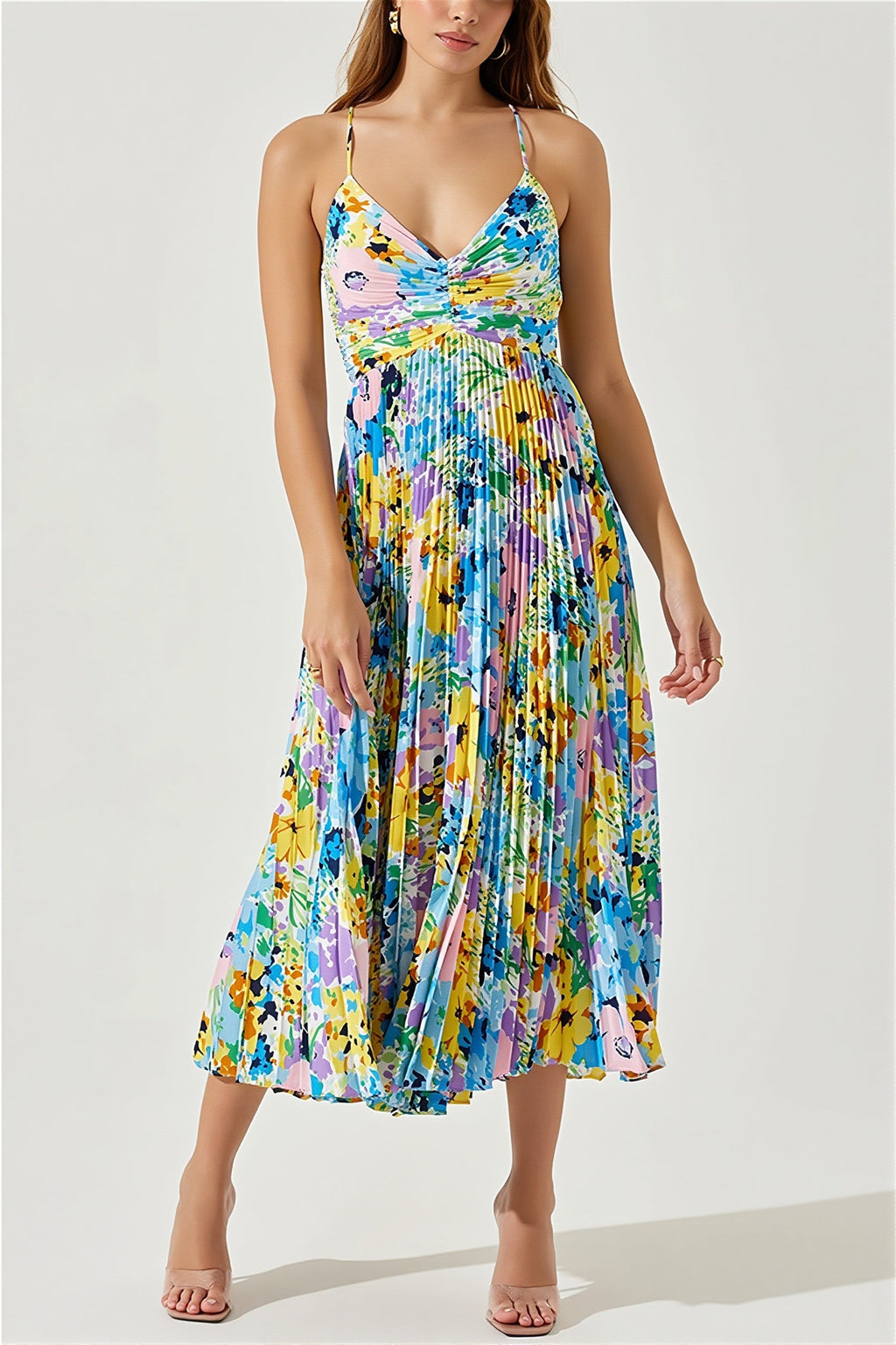 Floral Cami Pleated Print Maxi Dress image 9
