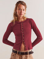 Buttoned Ribbed Knit Cardigan image 1
