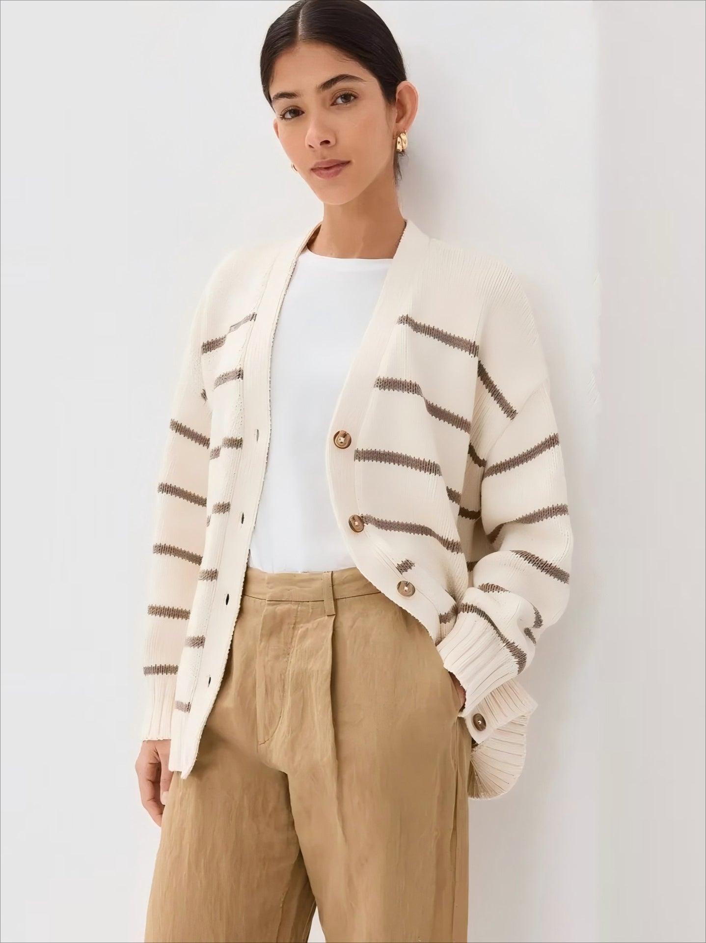 Striped Loose Knit Cardigan image 5
