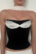Lace Patch Slim Tube Tank Top image 1