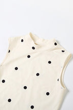 Crew Neck Waist Cinched Color Block Polka Dot Bow Mini Dress image 7