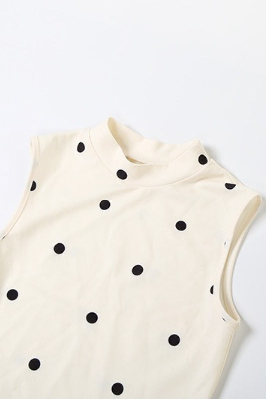 Crew Neck Waist Cinched Color Block Polka Dot Bow Mini Dress image 7