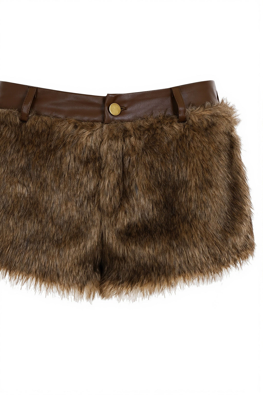 Chic Y2K Retro Leather And Fur Low Waist Shorts image 4