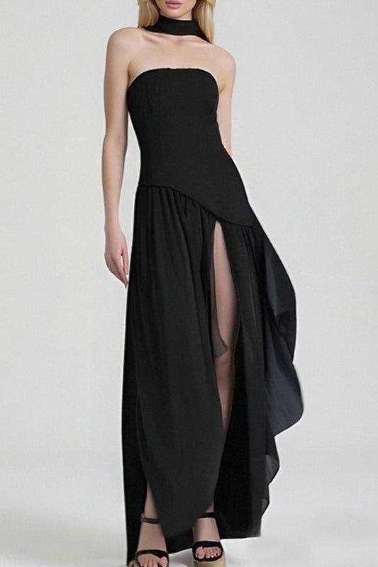 Solid Bustier High Slit Formal Dress image 2
