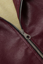 Burgundy Vintage Biker Coat image 8