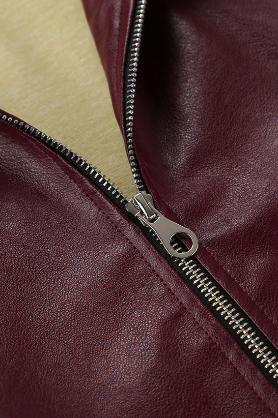 Burgundy Vintage Biker Coat image 8
