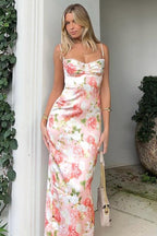 Floral Fitted Split Casual Maxi Dress image 1