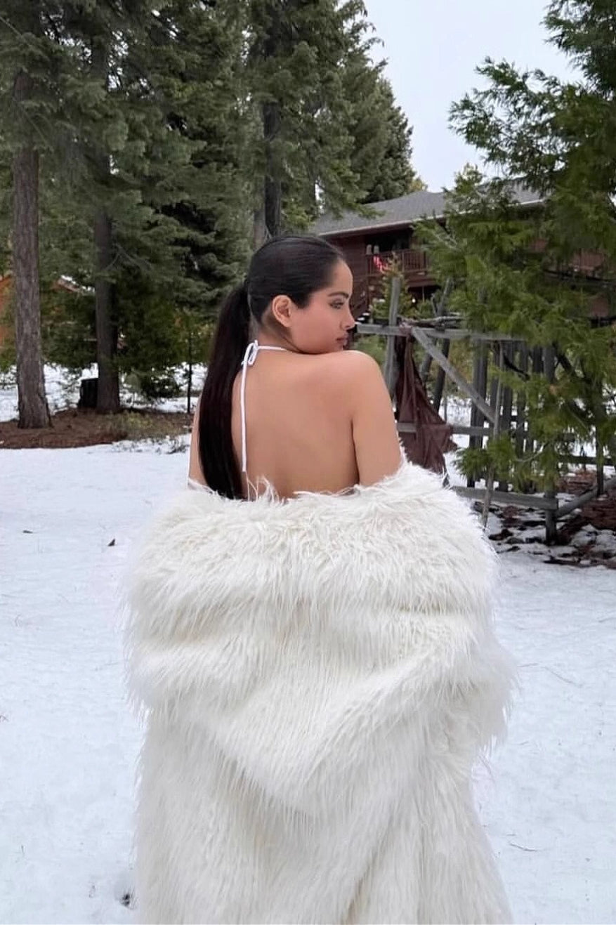 Faux Fur Extended Thick Warm Overcoat image 3