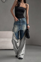 High Waist Frayed Splice Jean image 1