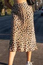 Satin Leopard Mermaid Midi Skirt image 2