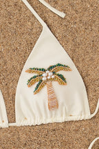 Beaded Coconut Tree Solid Bikini Set image 5