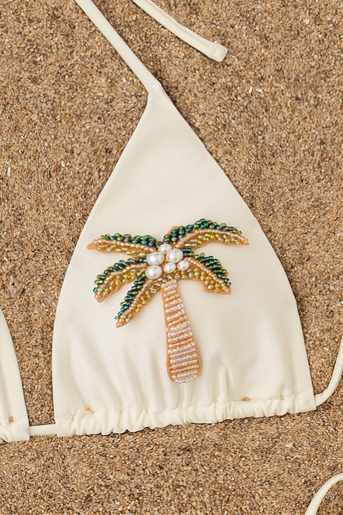 Beaded Coconut Tree Solid Bikini Set image 5