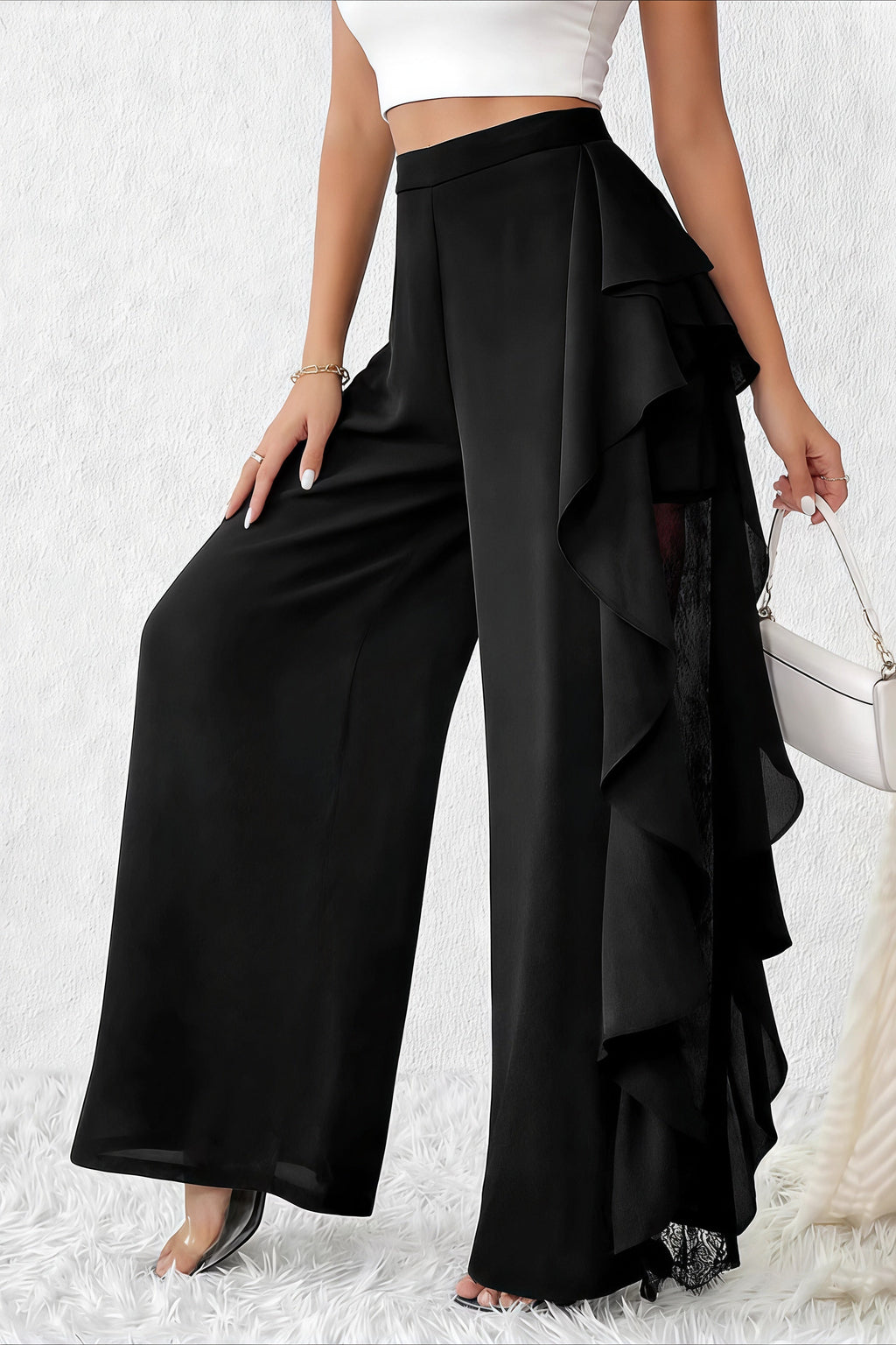 Irregular Split Lace Wide Leg Pants image 3