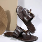 Elodie Toe-Loop Sandals detail view styled for Avrienne