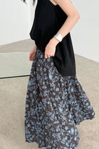 Retro Floral High Waist Pleated A Line Skirt image 3