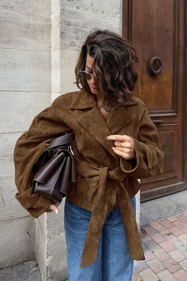 Belted Brown Suede Jacket image 1