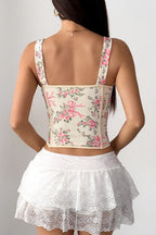 Floral Print Boned Cross Tie Bow Tank Top image 10