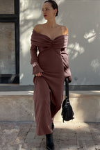 High-End Ruched Knit Maxi Dress image 1