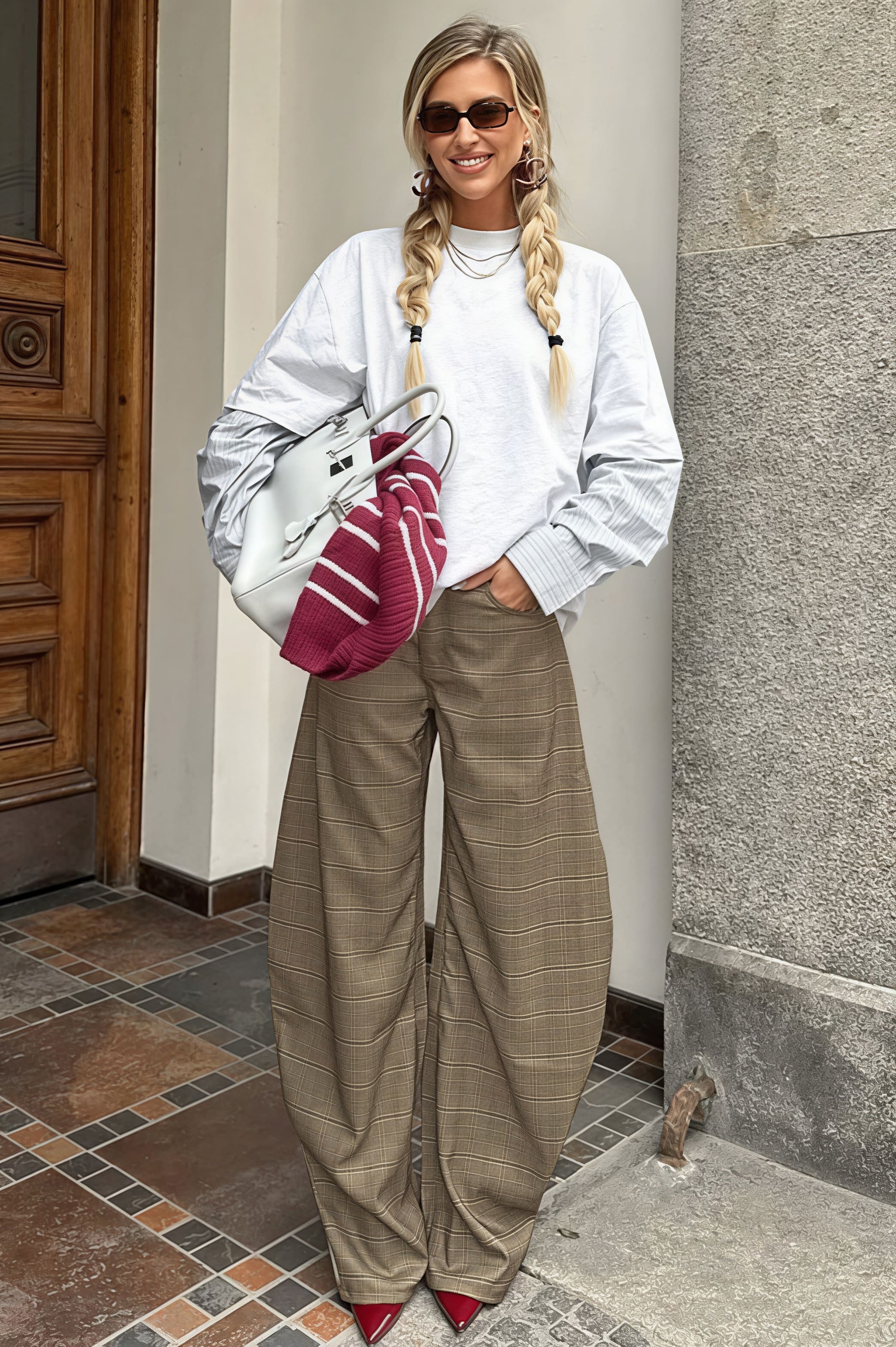 Plaid Elegant Loose Casual Pants image 4