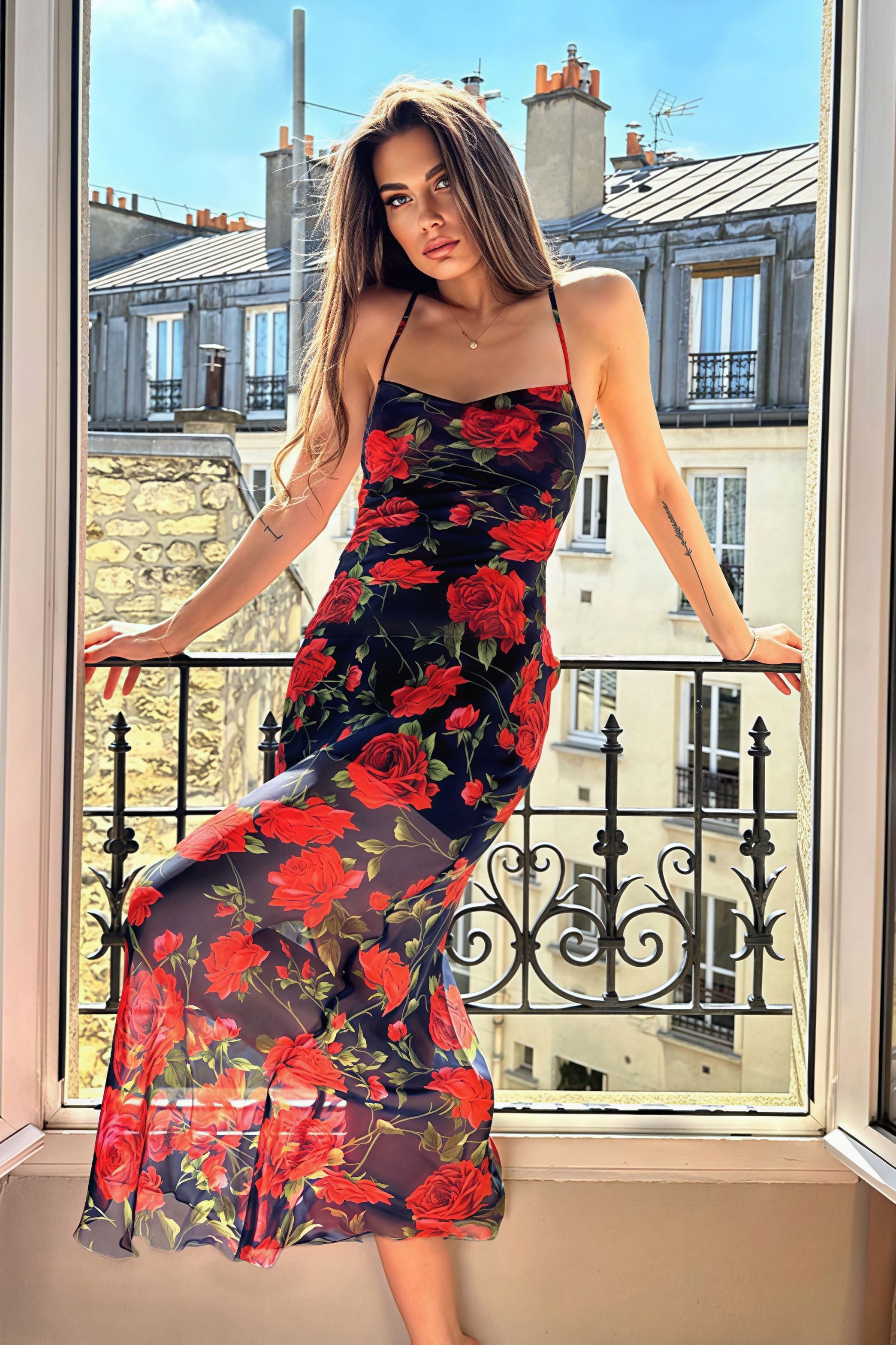 Floral Print Spaghetti Strap Vacation Maxi  Vacation Dress image 1