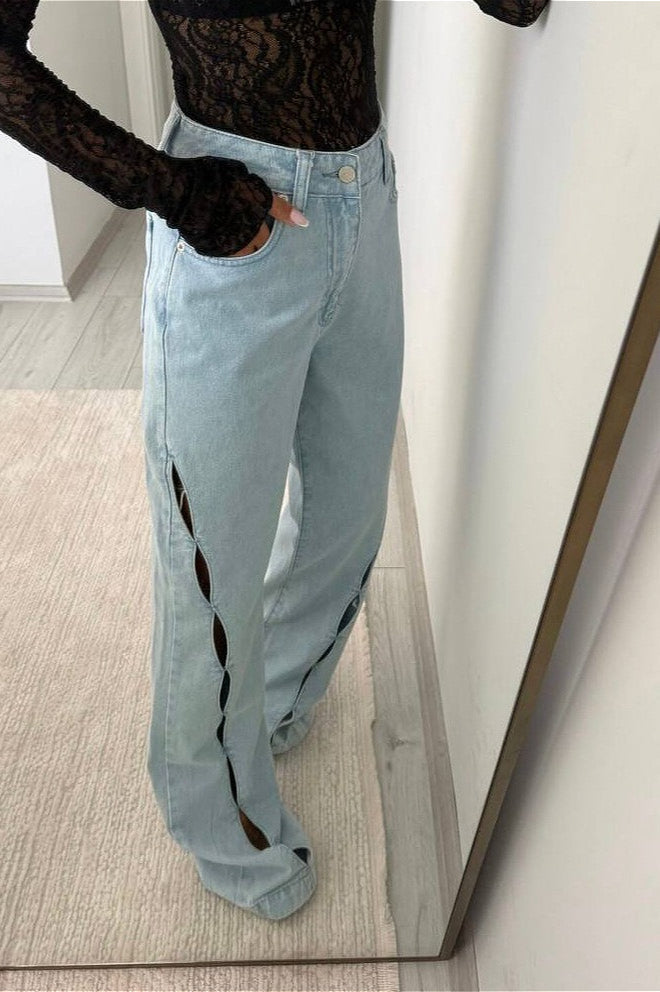 Vintage Distressed Cutout Straight Jeans image 2