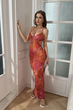 Floral V-Neck Cami Vacation Maxi Dress image 3