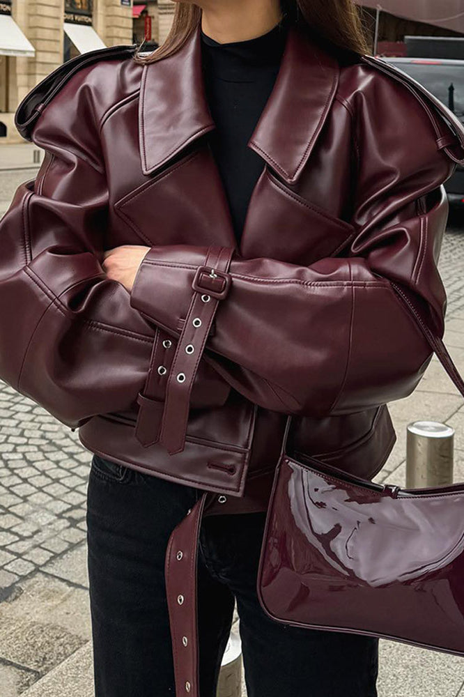 Burgundy Vintage Moto Coat image 1