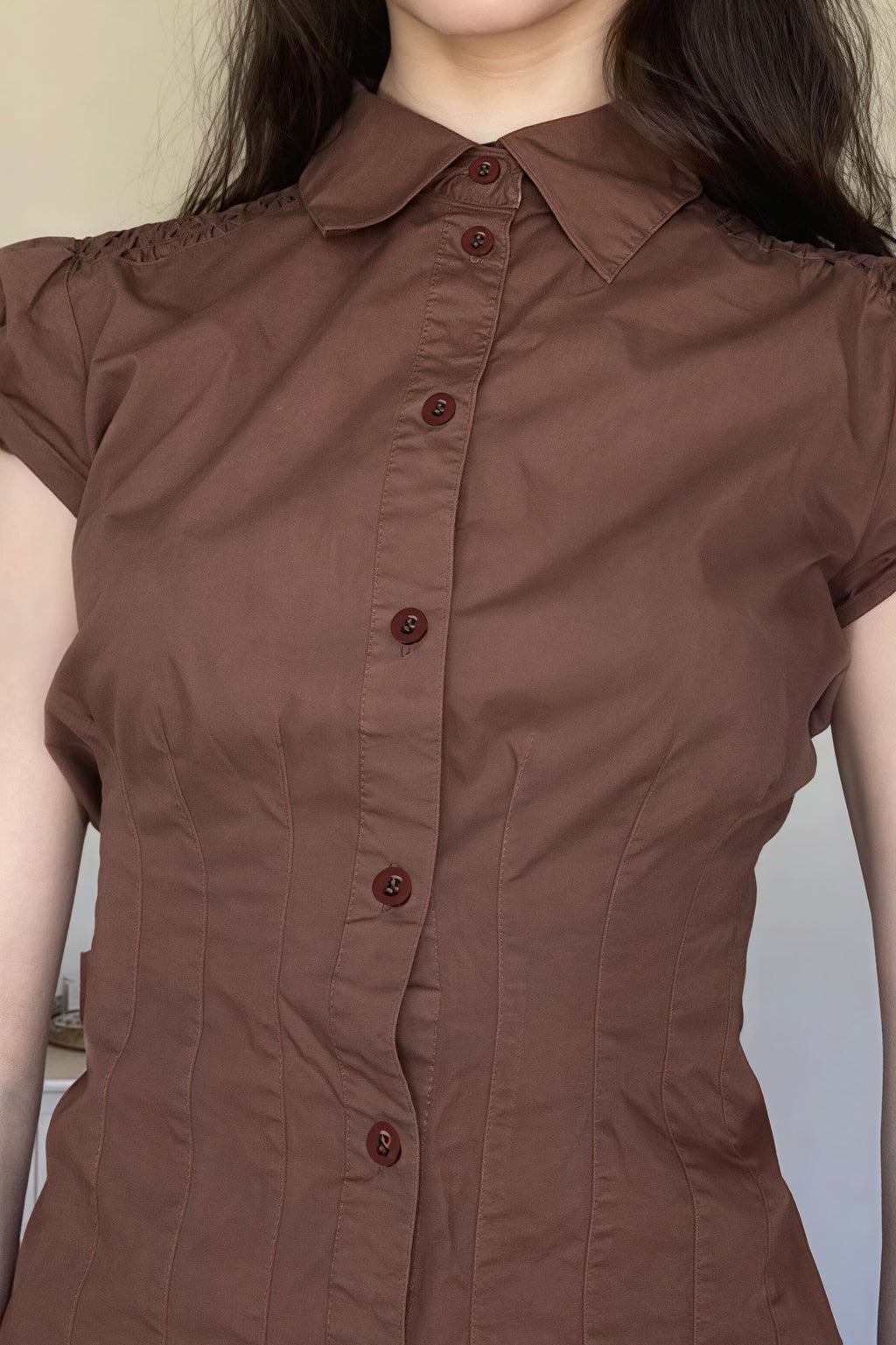 Sweet Spicy Collared Puff Sleeve Blouse image 4