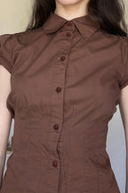Sweet Spicy Collared Puff Sleeve Blouse image 4