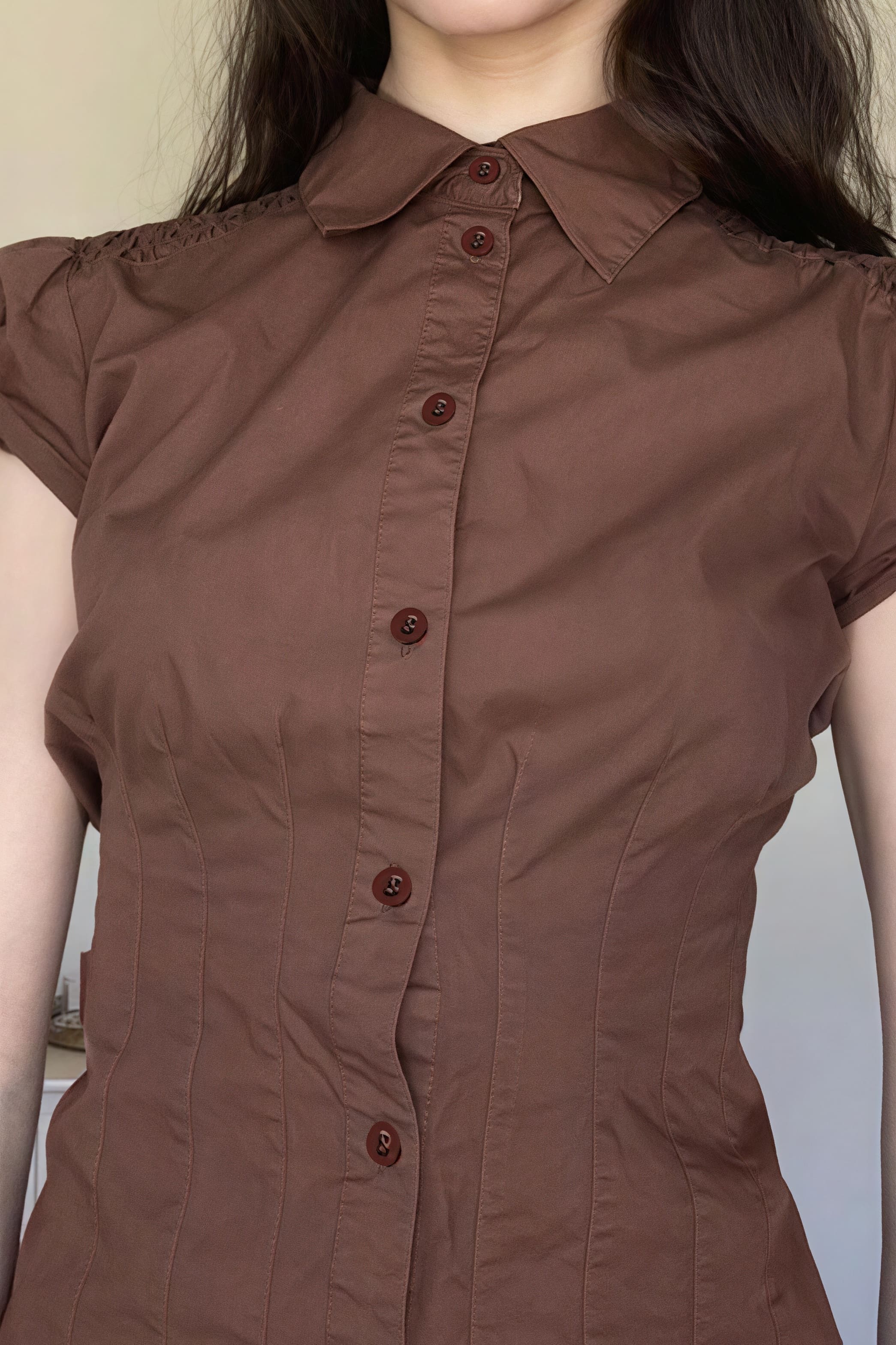 Sweet Spicy Collared Puff Sleeve Blouse image 4