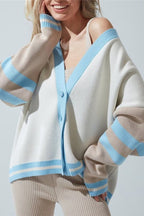 Simple Color Block Striped Relaxed Knit Cardigan image 10