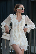 Ruffled Chiffon Long Sleeve Mini Dress image 1