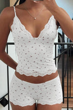 Chic Casual Floral Lace Sexy Cami Two Piece Set image 4