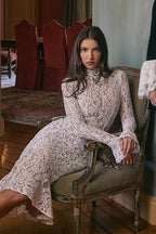 Round Neck Lace Long Sleeve Mermaid Midi Dress image 3