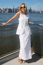 Simple Linen Vest High Waist Skirt Set image 6