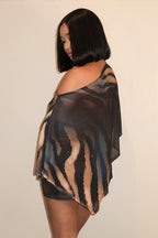 Zebra Print Cape Bodycon Skirt Set image 4