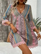 Adeline Lace V-Neck Dress detail view styled for Avrienne