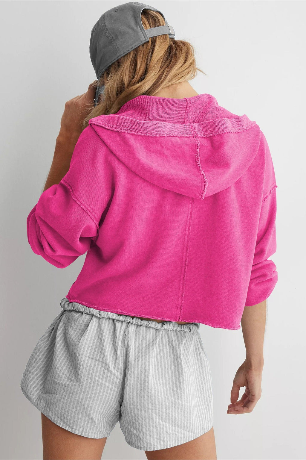 Chic Relaxed Solid V-Neck Hoodie image 9
