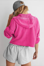 Chic Relaxed Solid V-Neck Hoodie image 9