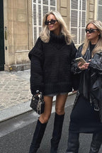 Solid Patchwork Chunky Fluffy Turtleneck Sweater image 8
