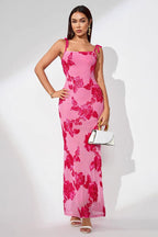 Elegant 3D Flowers Embroidery Mesh Floral Dress image 1