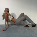 Solid Cutout Distressed Slim Edgy Pants image 5