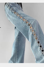 Side Braided Cutout Wide Leg Jeans image 7