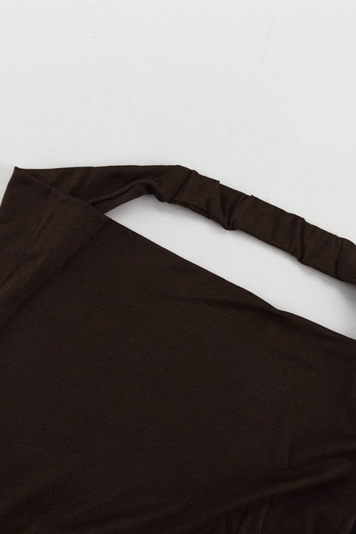 Brown Halter Backless Maxi Party Dress image 4