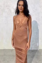 Knit Hollow Tie Fringe Cover Up image 4